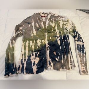 Women’s Barbara Lesser Fibers cotton zip up top, size L